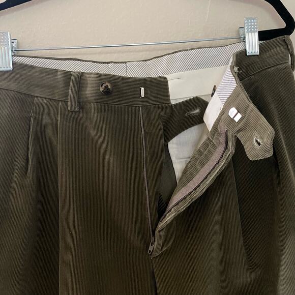 Loro Piana Pantaflat cotton corduroy slim pants in Green/Brown  sz 48 US 33 - Picture 4 of 9